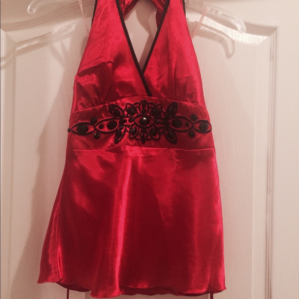 Red & Black Halter Top